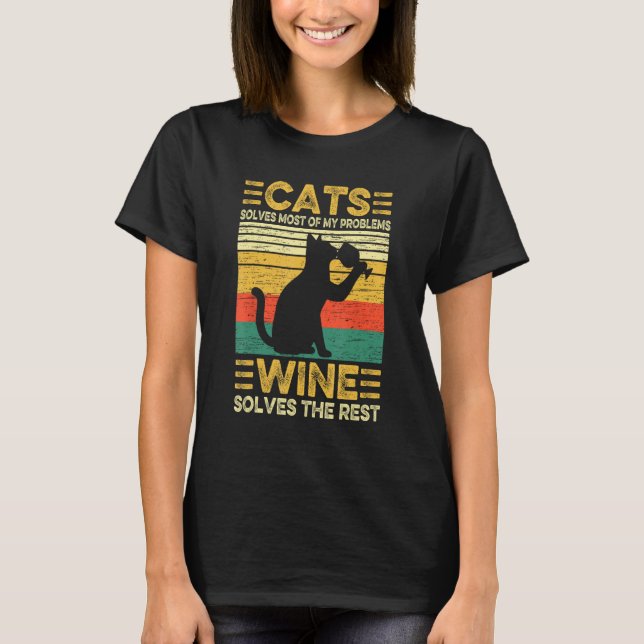 Camiseta Cats Solves Problems Wine  Tasting Wine Maker Dad  (Frente)