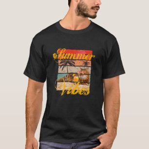 Camiseta Cats Summer Motif Bengal Cat Vintage / Desenho Ret