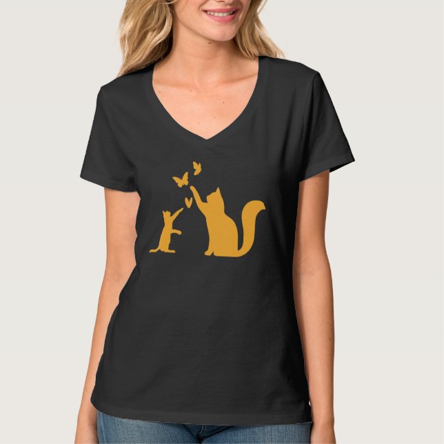 Camiseta Cats With Butterflies Cat  I Cute Cats (Frente)