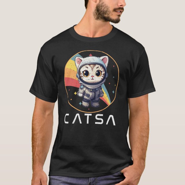 Camiseta CATSA Cat Astronaut in Space  Retro Kitten Astrono (Frente)