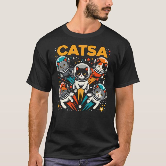 Camiseta Catsa Cat Astronauts Kitten Space Astronomy Cartoo (Frente)