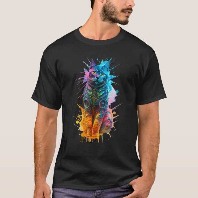 Camiseta CATsilhueta de aço em tomografia de inverno longa (Frente)