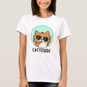Camiseta Cattitude Engraçado Gato Pun