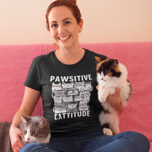 Camiseta Cattitude optimistic cat humor (Criador carregado)