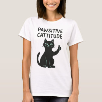 Camiseta Cattitude Pawtiva - Gato Negro Engraçado
