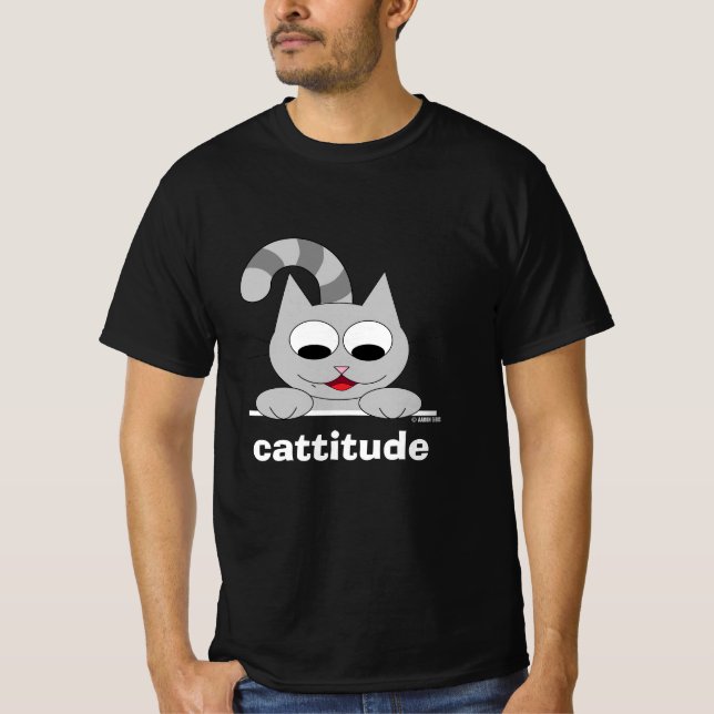 Camiseta Cattitude Piada de Gato Divertida (Frente)