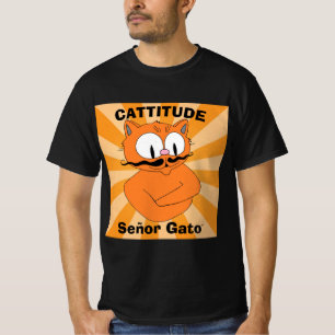Camiseta CATTITUDE Senhor Gato™ Bigode de Desenho Animado G