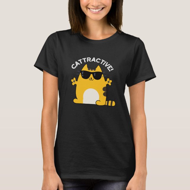 Camiseta Cattrative Funny Attrative Cat Pun Dark BG (Frente)