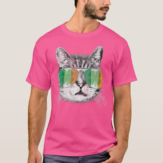 Camiseta Cattys Cat Shamrock Dia de São Patrício Paddys (Frente)
