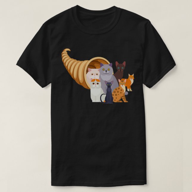 Camiseta Catucopia Gatos Cornucopia Trendy Funny Thanksgivi (Frente do Design)