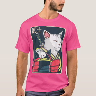Camiseta Catzilla - Arte de Gato Japonês - Espada Katana - 