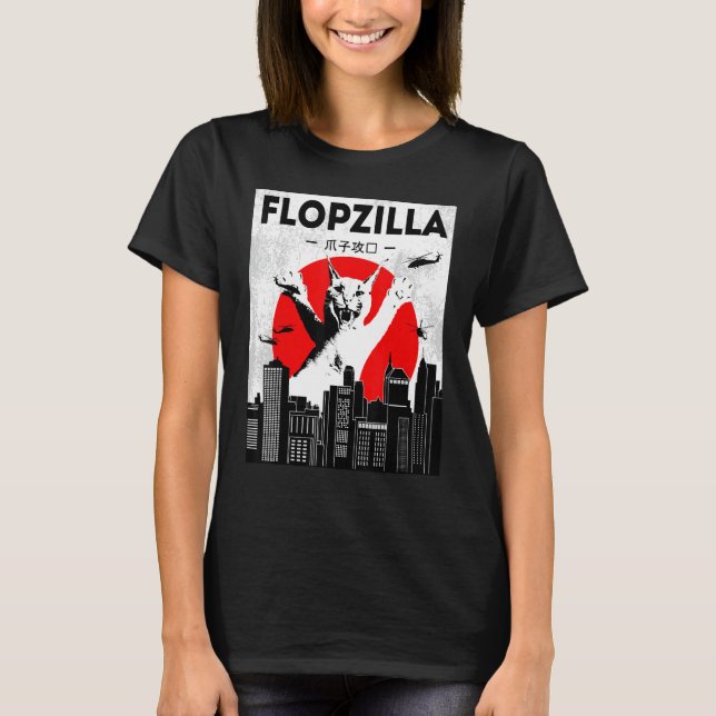 Camiseta Catzilla big floppa meme Flopzilla Caracal Cat (Frente)