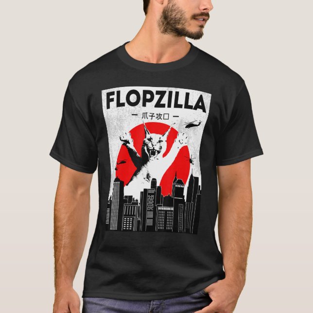 Camiseta Catzilla big floppa meme Flopzilla Caracal Cat (Frente)