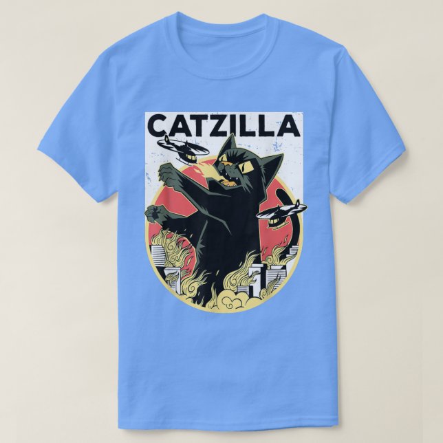 Camiseta CATZILLA Black Cat Apparel  Catzilla  (Frente do Design)