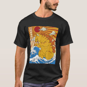 Camiseta Catzilla Cat Anime Japonês Kawaii Engraçado Gráfic