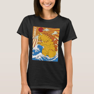 Camiseta Catzilla Cat Anime Japonês Kawaii Engraçado Oferec