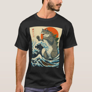 Camiseta Catzilla Cat Arte Japonesa Bonita presentes Para H