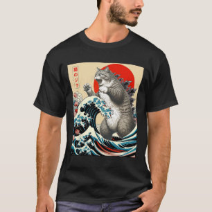 Camiseta Catzilla Cat Arte Japonesa Bonita presentes Para H