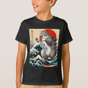 Camiseta Catzilla Cat Arte Japonesa Bonita presentes Para H