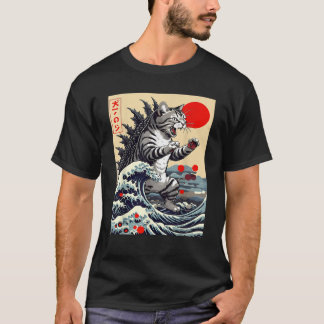 Camiseta Catzilla Cat Arte Japonesa Bonita presentes Para H