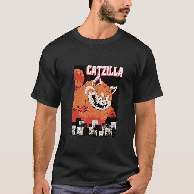 Camiseta Catzilla Cat Kitten Japan Humour Present T-Shirt (Frente)