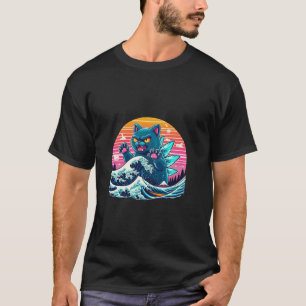 Camiseta Catzilla Cat Kitten Japão Onda De Excelente Para H