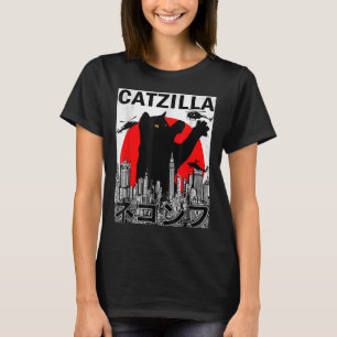 Camiseta Catzilla Cute Art Japonês Coisas De Gato Para Gato