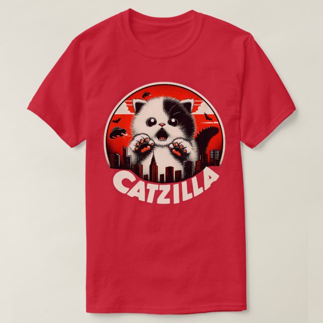 Camiseta CATZILLA Cute Fierce Gatinho Supervisionando a cid (Frente do Design)