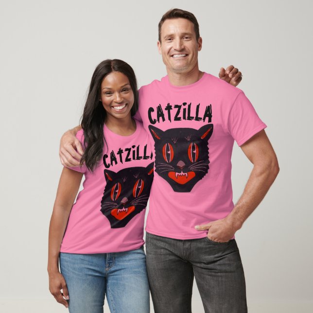 Camiseta CATZILLA, Engraçado Mens Parody Cat T-shirts (Unissex)