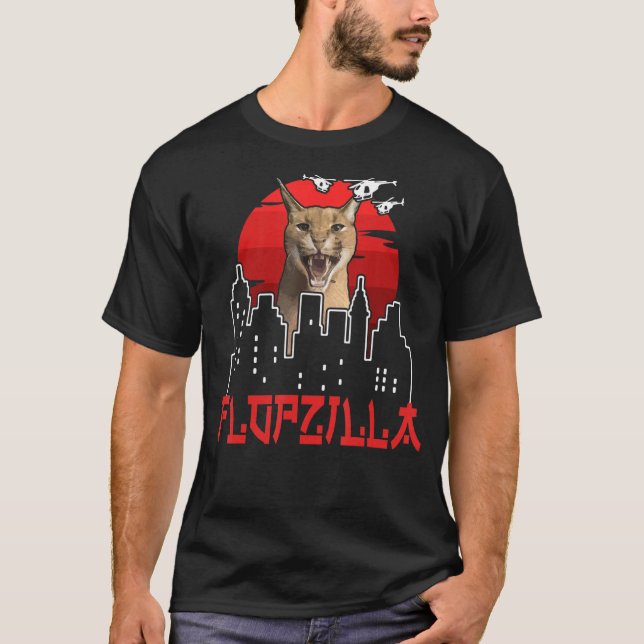 Camiseta Catzilla Funny Big Floppa meme Flopzilla Caracal C (Frente)