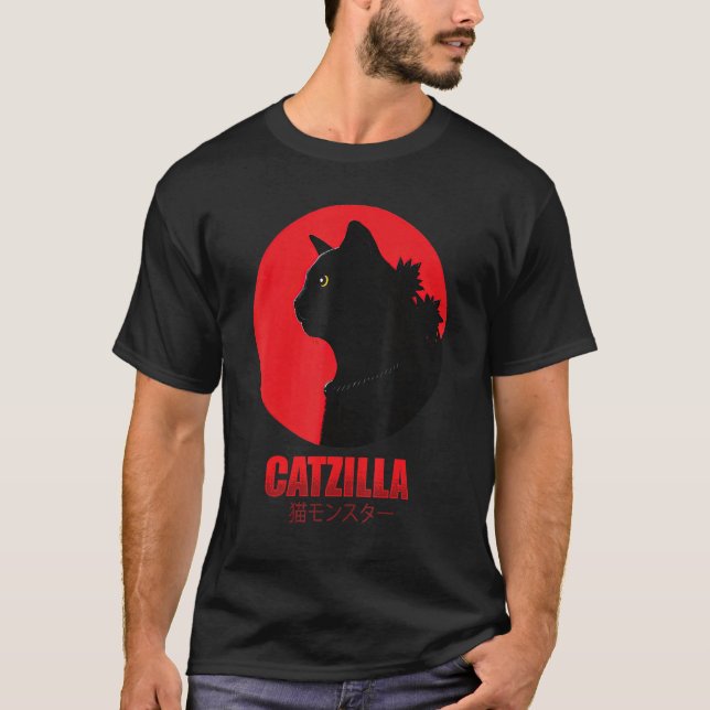Camiseta Catzilla Funny Cat Shirt, Funny Cat (Frente)