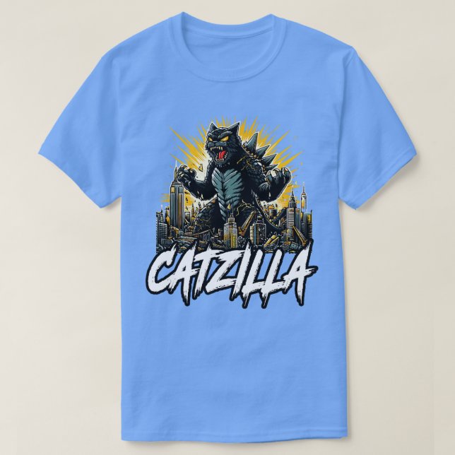 Camiseta Catzilla Funny Feline Fury Soltado (Frente do Design)
