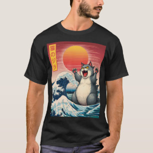 Camiseta Catzilla Funny Giant Cat Monster Kaiju Japonês Ar