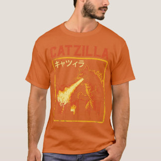 Camiseta Catzilla Gato Monstro Divertido Paródia Japonesa M