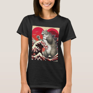 Camiseta Catzilla Gato Valentine Arte Japonês Presente Dive