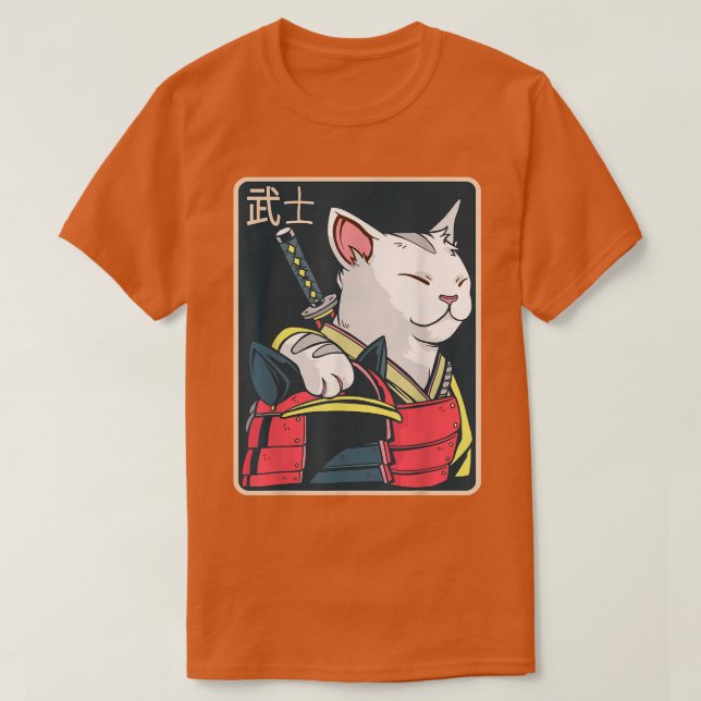 Camiseta Catzilla - Japanese Cat Art - Katana Sword - Anime (Frente do Design)