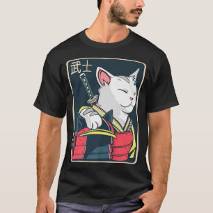 Camiseta Catzilla  Japanese Cat Art  Katana Sword  Anime Ni