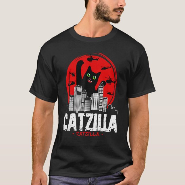 Camiseta Catzilla Japanese Sunset fighting helicopter funny (Frente)