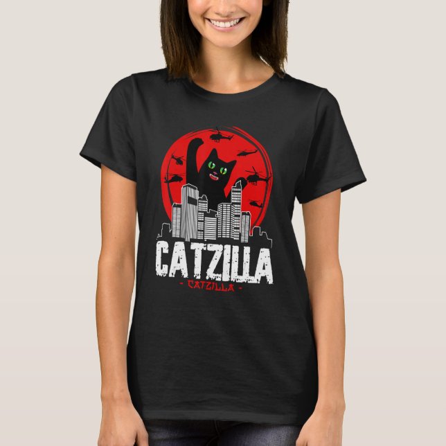 Camiseta Catzilla Japanese Sunset fighting helicopter funny (Frente)