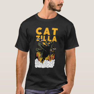 Camiseta Catzilla Kaiju Gato Destrói Uma Cidade Japonesa