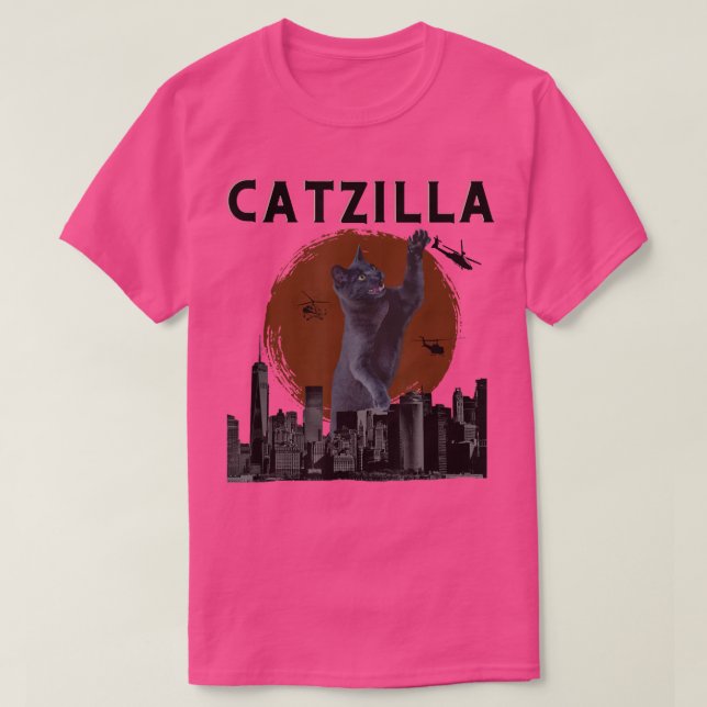 Camiseta Catzilla Monster Cat Lover Funny Japanese Kitty Ki (Frente do Design)