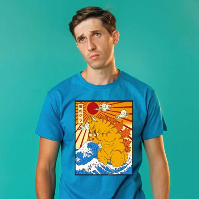 Camiseta Catzilla Off Kanagawa Funny Japanese Art Cat Graph (Criador carregado)