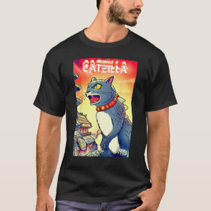 Camiseta Catzilla Paródia Divertida Gato Gatito Animal de E