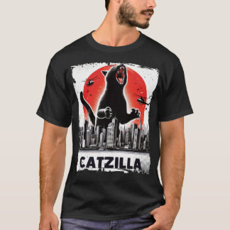Camiseta Catzilla Roaring Over City Skyline Cat Monster