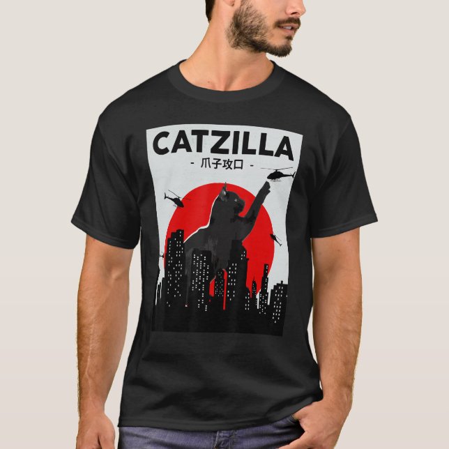Camiseta Catzilla Shirt Catzilla Japan Cat Lovers Women Men (Frente)
