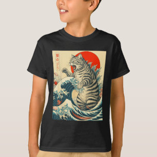 Camiseta Catzilla Shorthair Cat Bonitos De Arte Japonesa Pa