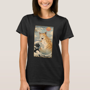Camiseta Catzilla Vintage Gato Cinto Japonês Sunset