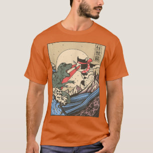 Camiseta Catzilla vs Kaiju Vintage Engraçado Gato de Arte E