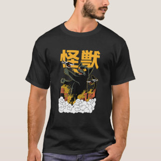 Camiseta Catzilla Vs Kaiju Vintage Engraçado Gato de Arte S