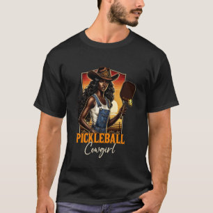 Camiseta Caubói de Pickleball Ocidental Preto Picklebal Fem